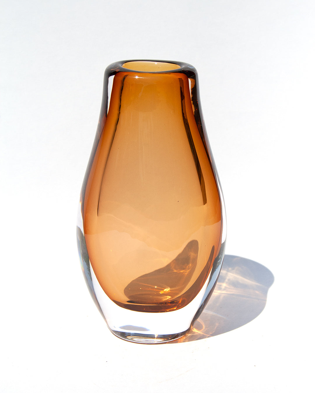 Crystal Amber Triangle Vase