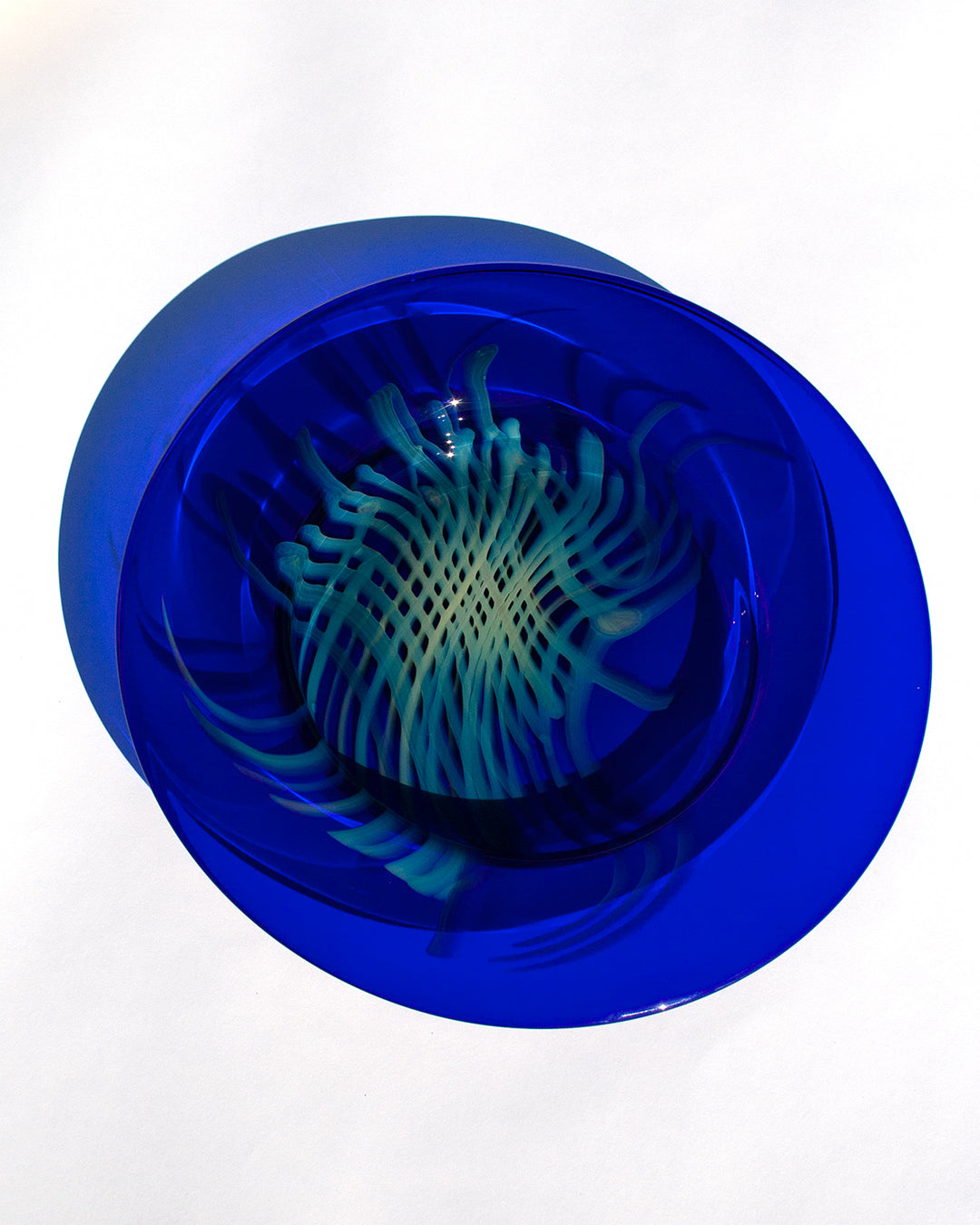 Cobalt and Silver Grid Plate