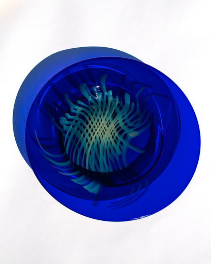 Cobalt and Silver Grid Plate