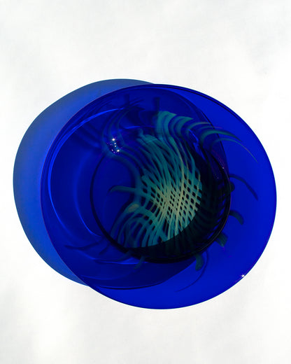 Cobalt and Silver Grid Plate