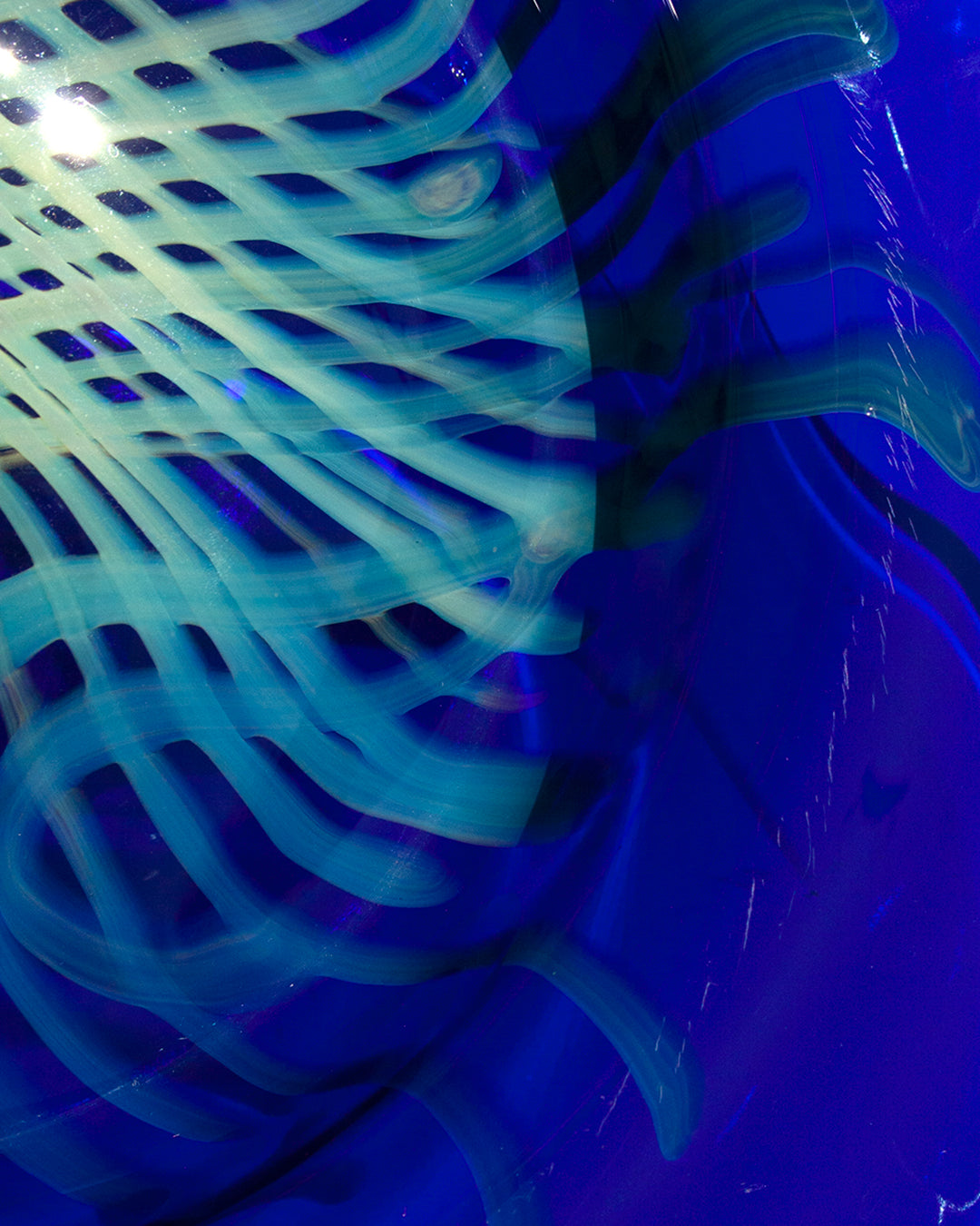 Cobalt and Silver Grid Plate