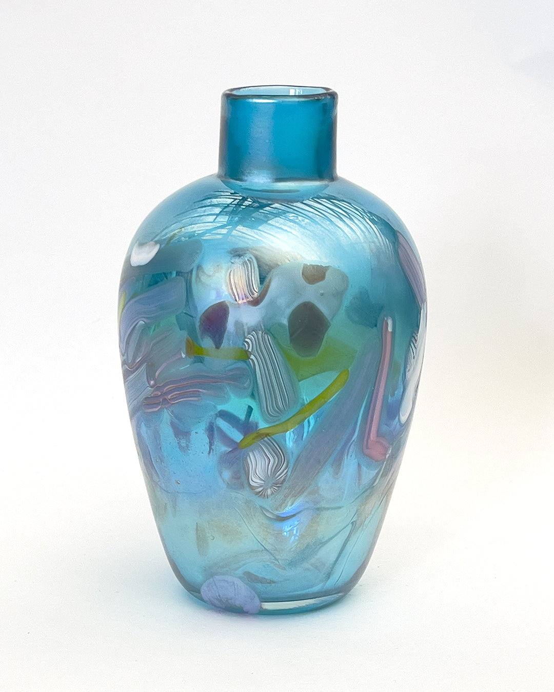 Iridized Aqua Nassau Vase